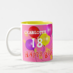 Happy Birthday Fun 18. Meilenstein Personalisiert Zweifarbige Tasse