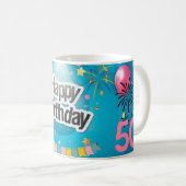 Happy Birthday Fun 50. Meilenstein Kaffeetasse (VorderseiteRechts)