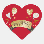 Happy Birthday, fun and festive design, Herz-Aufkleber (Vorderseite)