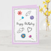 Happy Birthday Fun Blume Swirlies Herzgruß Karte (Gelbe Blume)