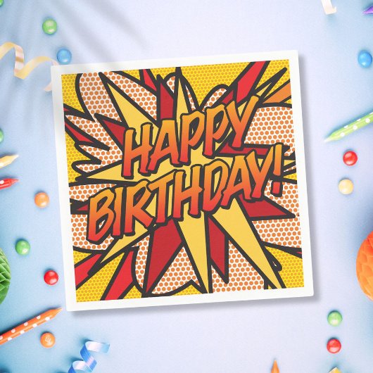 HAPPY BIRTHDAY Fun Colorful Comic Book Serviette