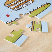 Happy Birthday Fun Crocodile Cartoon Illustration Puzzle (Seite)