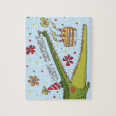 Happy Birthday Fun Crocodile Cartoon Illustration Puzzle (Vertikal)