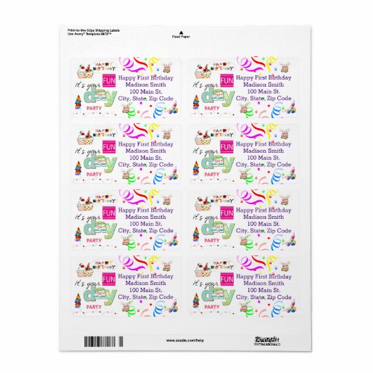 Happy Birthday FUN Cupcake Address Label (Vorne)