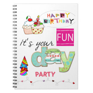 Happy Birthday FUN Cupcake Family Notebook Notizblock