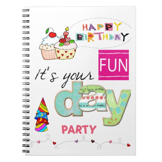 Happy Birthday FUN Cupcake Family Notebook Notizblock (Vorderseite)