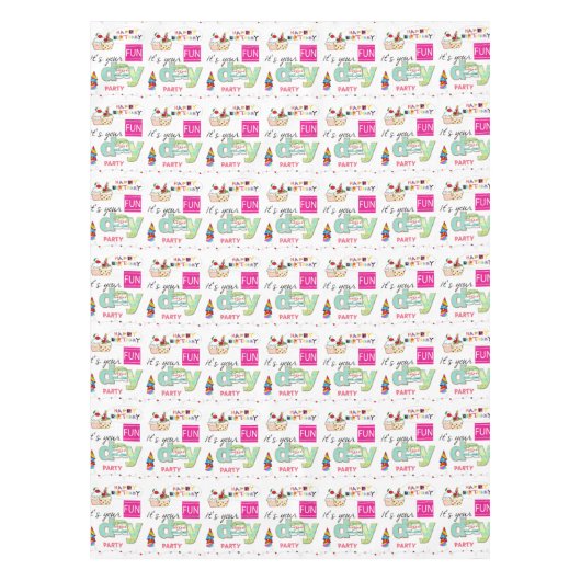 Happy Birthday FUN Cupcake Tablecloth Tischdecke (Vorderseite)
