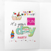 Happy Birthday FUN Cupcake Tri-Fold Card Dreifach Gefaltete Karte (Innen Erste Seite)