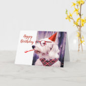 Happy Birthday Fun Dog Pet Blank Inside Karte (Gelbe Blume)