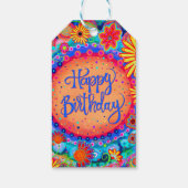 Happy Birthday Fun Floral farbenfrohe Inspirivity Geschenkanhänger (Rückseite)