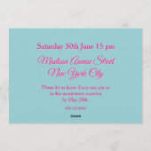 Happy Birthday Fun Invitation Card, Blue RSVP Einladung (Rückseite)