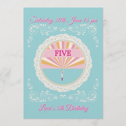 Happy Birthday Fun Invitation Card, Blue RSVP Einladung (Vorderseite)