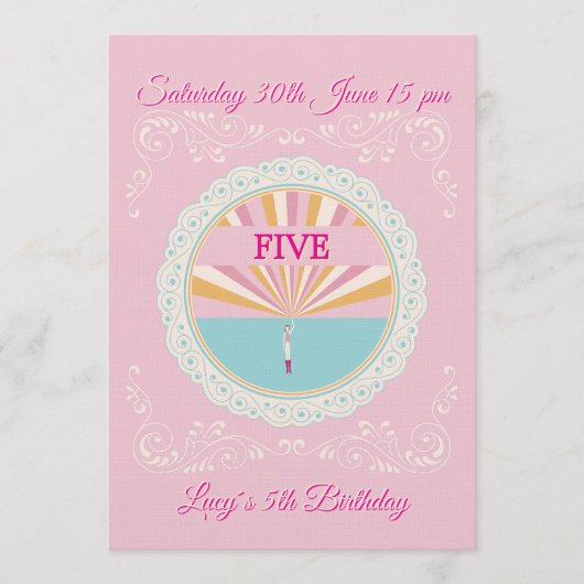 Happy Birthday Fun Invitation Card, Pink RSVP Einladung (Vorderseite)