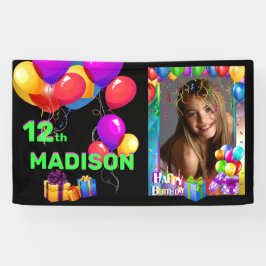 Happy Birthday Fun Kids Add Name & Age Foto Banner