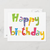 Happy Birthday Fun Letters Postkarte (Vorne/Hinten)