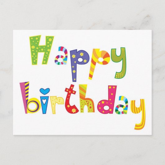 Happy Birthday Fun Letters Postkarte (Vorderseite)