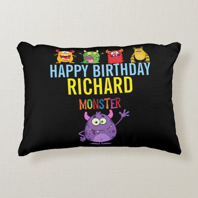 Happy Birthday FUN Monsters kids cute Dekokissen (Vorderseite)