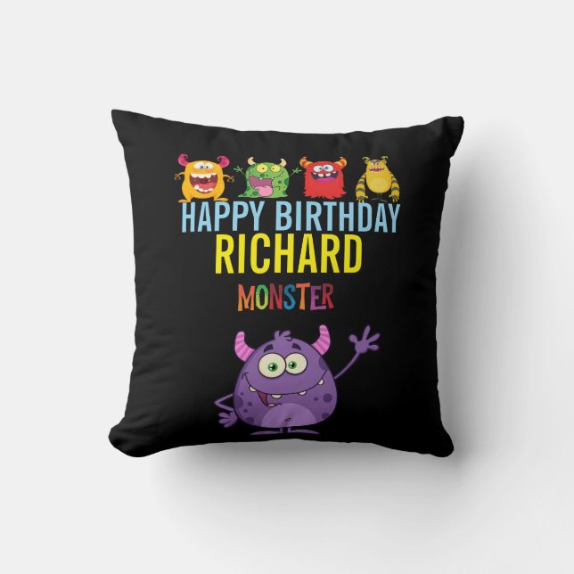 Happy Birthday FUN Monsters kids cute Kissen (Vorderseite)