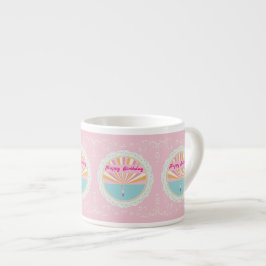 Happy Birthday Fun Mug, Cute Pink Rainbow Espressotasse