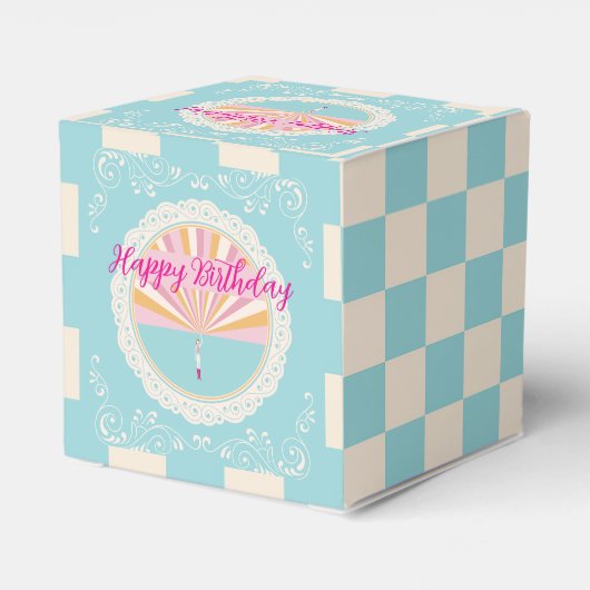 Happy Birthday Fun Party Box, Blue Checkered Geschenkschachtel (Rückseite)
