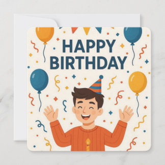 Happy Birthday Fun Party Hat Balloon Einladung