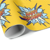 HAPPY BIRTHDAY Fun Retro Comic Book Geschenkpapier (Rolleneckpunkt)