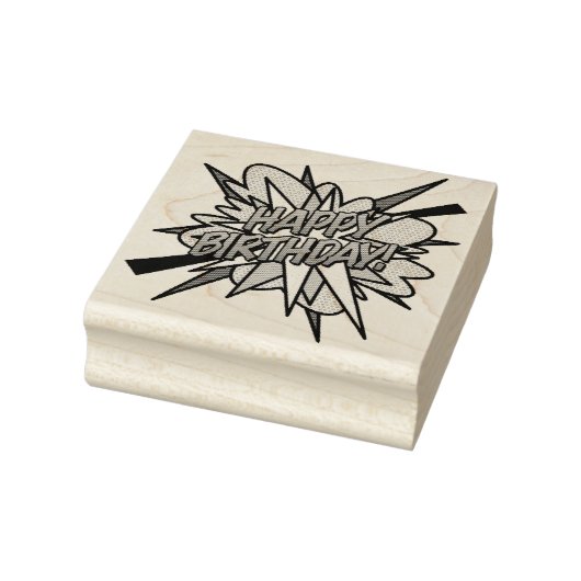 HAPPY BIRTHDAY Fun Retro Comic Book Gummistempel (Stempel)