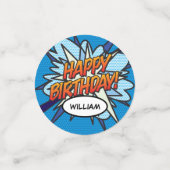 HAPPY BIRTHDAY Fun Retro Comic Book Konfetti (Klein Vorderseite)
