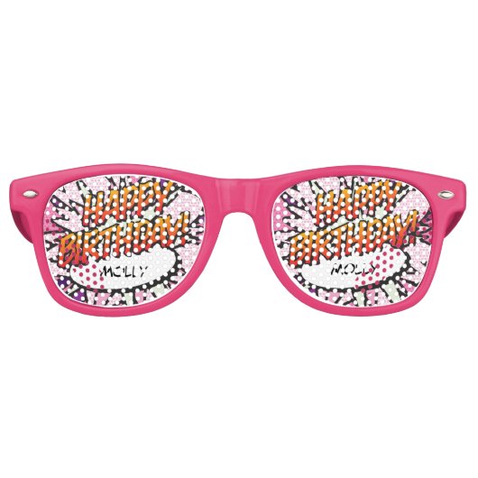 HAPPY BIRTHDAY Fun Retro Comic Book Partybrille (Vorderseite)