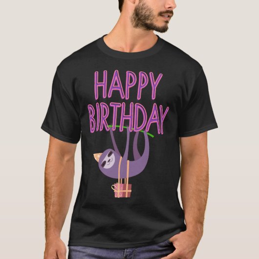 Happy Birthday Fun Sloth T-Shirt (Vorderseite)