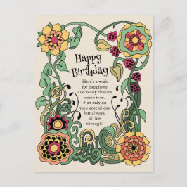 Happy Birthday Fun whimsical Blume Power CC0848 Postkarte