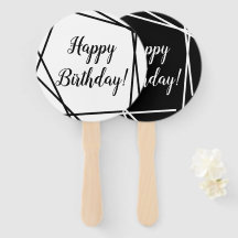 Happy Birthday Funky Geometric Black and White