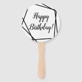 Happy Birthday Funky Geometric Black and White Fächer (Vorderseite)