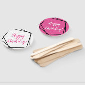 Happy Birthday Funky Geometric Pink Hand Fan Fächer (Non-assembled)