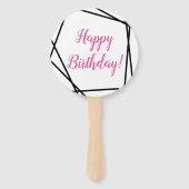 Happy Birthday Funky Geometric Pink Hand Fan Fächer (Vorderseite)