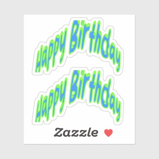 Happy Birthday Funky Text Blue/Green Aufkleber (Blatt)