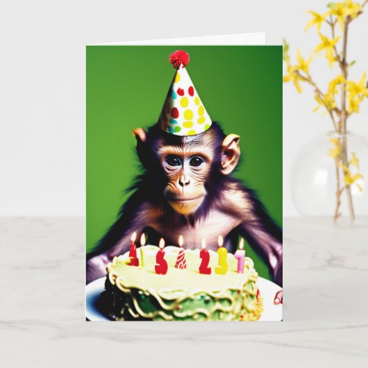 Happy Birthday Funny | Affe Karte (Gelbe Blume)