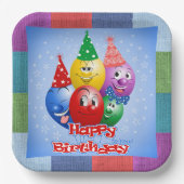 Happy Birthday Funny Balloons Pappteller (Vorderseite)