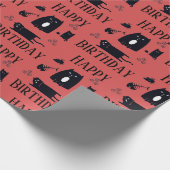 Happy Birthday Funny Black Cats Wrapping Paper Geschenkpapier (Ecke)
