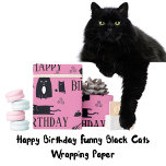 Happy Birthday Funny Black Cats Wrapping Paper Geschenkpapier<br><div class="desc">Feiern Sie mit unserem "Happy Birthday Funny Black Cats Wrapping Paper" im Stile der Katze. Dieses skurrile und charmante Design besticht durch eine spielerische Auswahl an Katzen,  die sich in einer komischen Geburtstagskunst vergnügen und Ihren Geschenkveranstaltungen eine köstliche Touch verleihen. #Geburtstag #cat #kitty #pink</div>