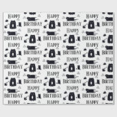 Happy Birthday Funny Black Cats Wrapping Paper Geschenkpapier (Flach)