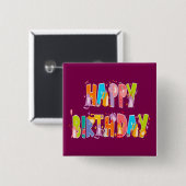 Happy Birthday Funny Cat Lover Bday Celebration Button (Vorne & Hinten)
