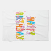 Happy Birthday Funny Cat Lover Bday Celebration Geschirrtuch (Horizontal)