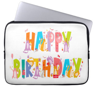 Happy Birthday Funny Cat Lover Bday Celebration Laptopschutzhülle
