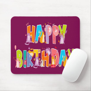 Happy Birthday Funny Cat Lover Bday Celebration Mousepad