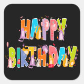 Happy Birthday Funny Cat Lover Bday Celebration Quadratischer Aufkleber (Vorderseite)