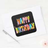 Happy Birthday Funny Cat Lover Bday Celebration Quadratischer Aufkleber (Umschlag)