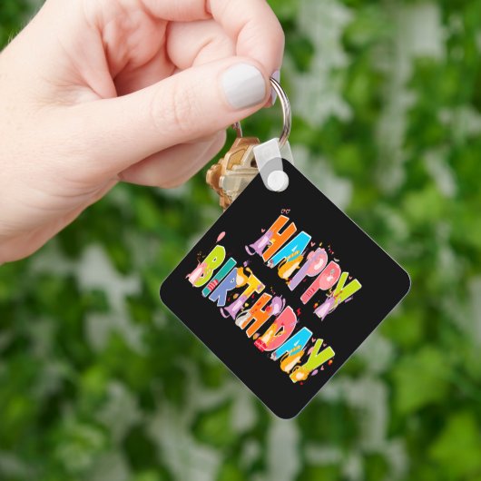 Happy Birthday Funny Cat Lover Bday Celebration Schlüsselanhänger (Hand)