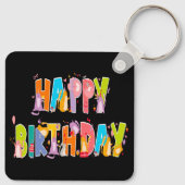 Happy Birthday Funny Cat Lover Bday Celebration Schlüsselanhänger (Rückseite)