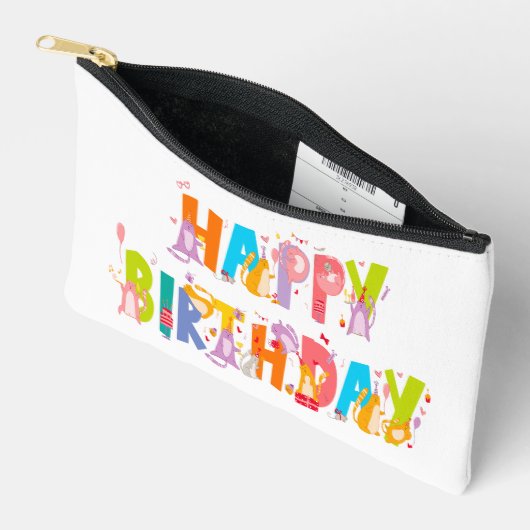 Happy Birthday Funny Cat Lover Bday Celebration Zubehörtasche (Offen)